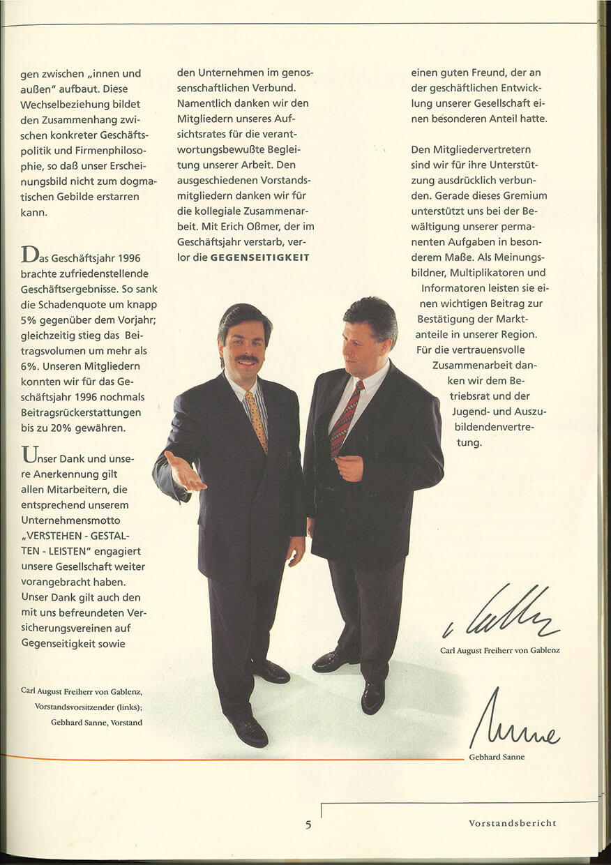 GVO Versicherung -  v. l. Carl-August Freiherr von Gablenz Vorstandsvorsitzender, Gebhard Sanne, Vorstand